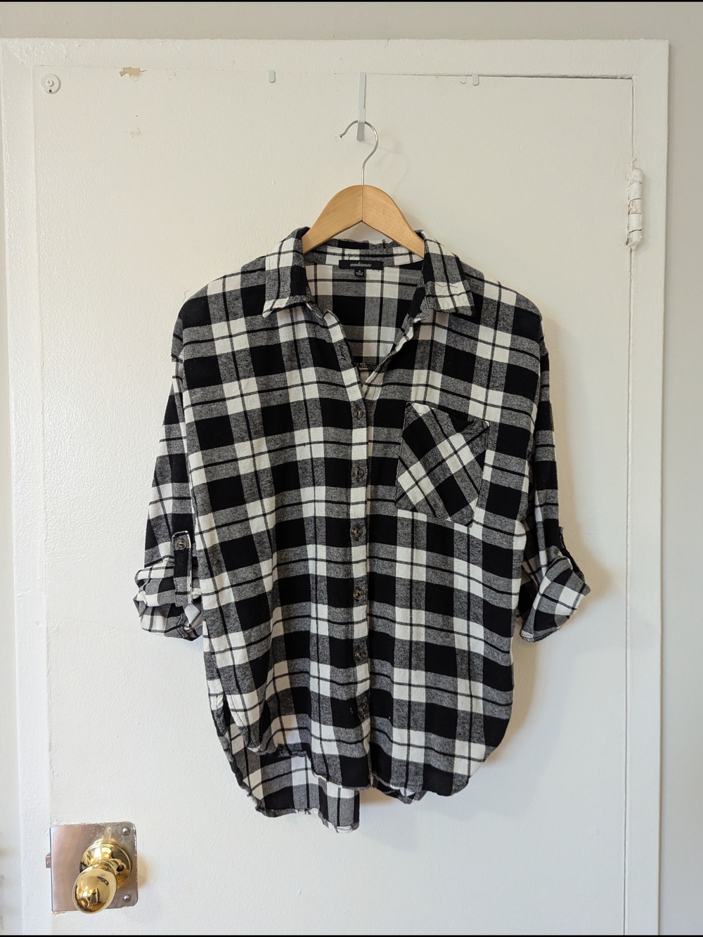 Ambiance Black and White Plaid Button-Down Shirt